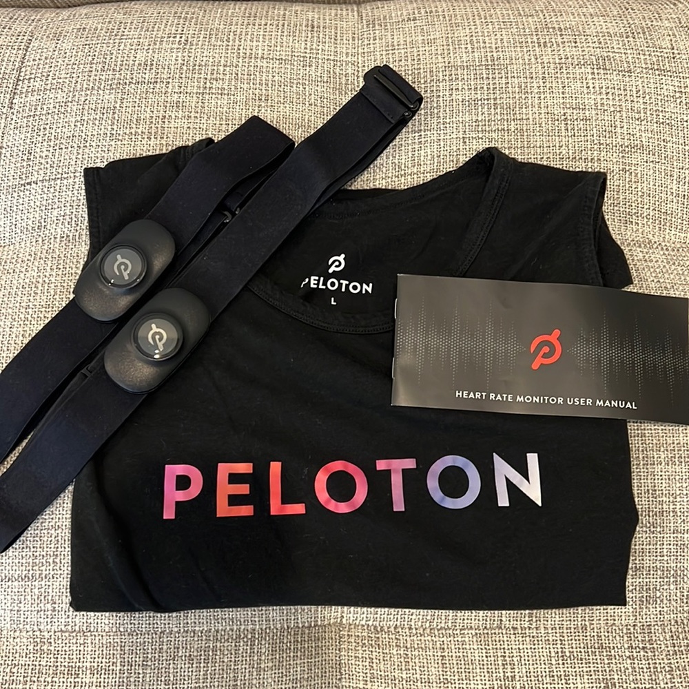 Peloton Bundle! (2) Peloton Heart Rate Monitors & Peloton Tank Top (size L)
